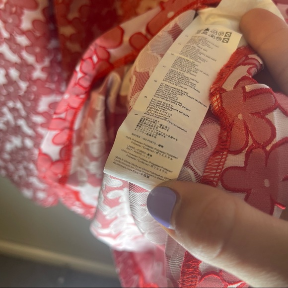 ROSALITA MCGEE Red Floral Crochet Detail A Line Sleeveless Dress Size Large - Picture 4 of 6